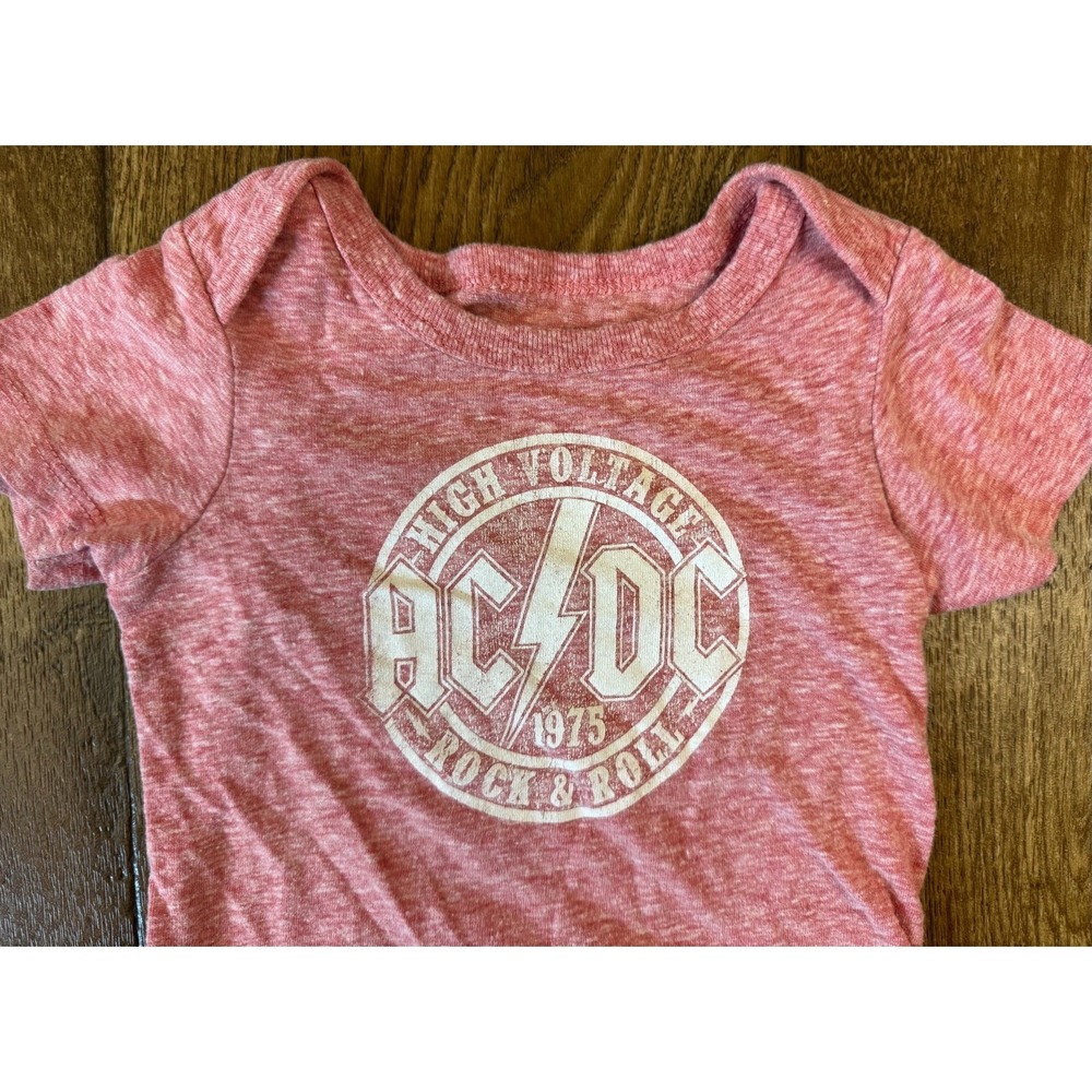 AC/DC High Voltage Logo Baby Romper 12 Months Heavy Metal Music Band Heather Red